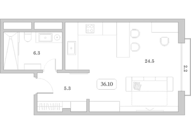 Планировка 36.1 м²