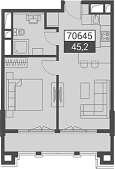 Планировка 45.2 м²