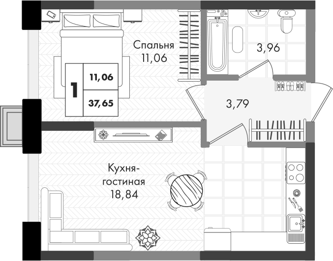 Планировка 37.65 м²