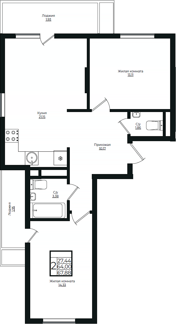 Продается 3-комн. квартира, 64 м²