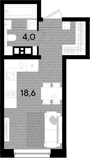 Планировка 22.6 м²