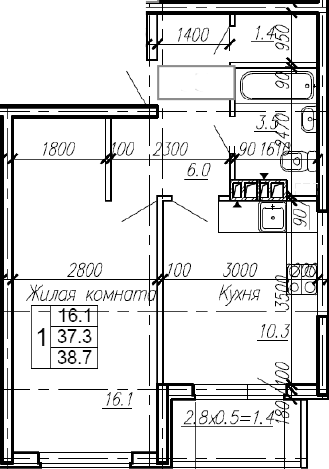 Продается 1-комн. квартира, 37.3 м²