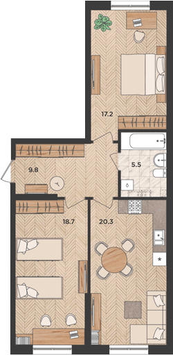 Планировка 71.5 м²