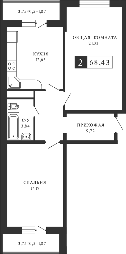 Планировка 64.61 м²