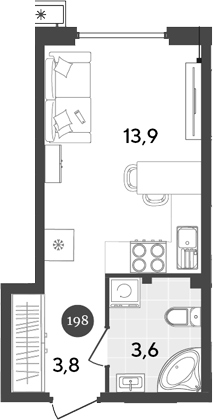 Планировка 21.3 м²