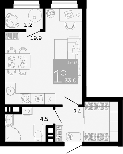 Продается 1-комн. квартира, 31.8 м²