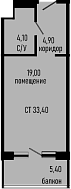 Студия, 28 м²