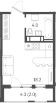 Планировка 22.2 м²