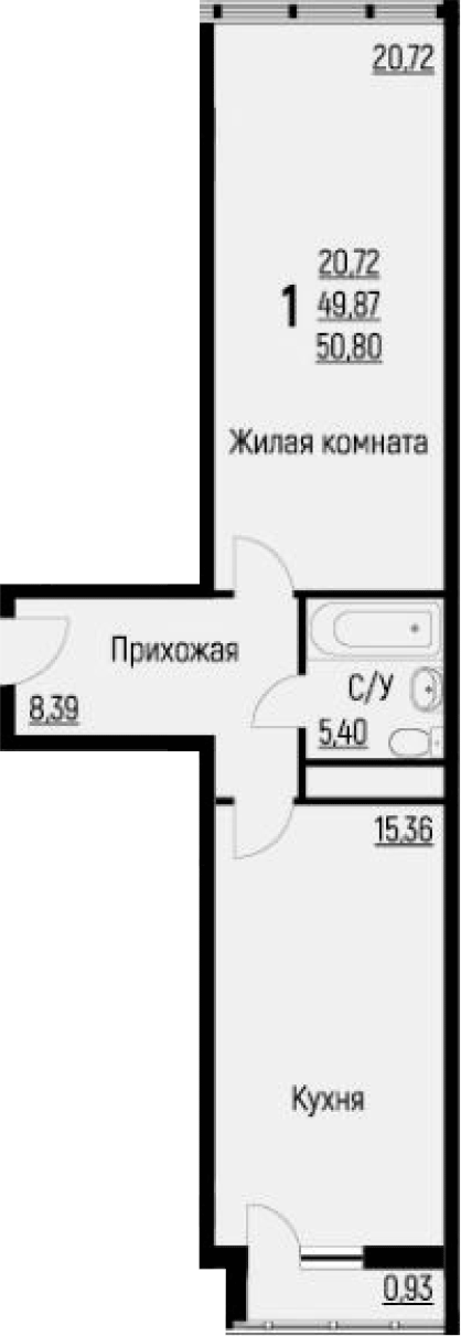 Планировка 49.87 м²