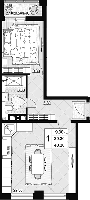 2-комн., 39.2 м²