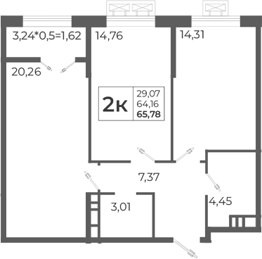 Продается 3-комн. квартира, 66.46 м²