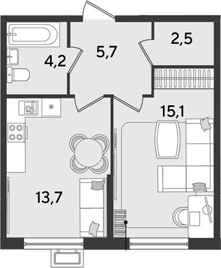 Продается 2-комн. квартира, 41.2 м²