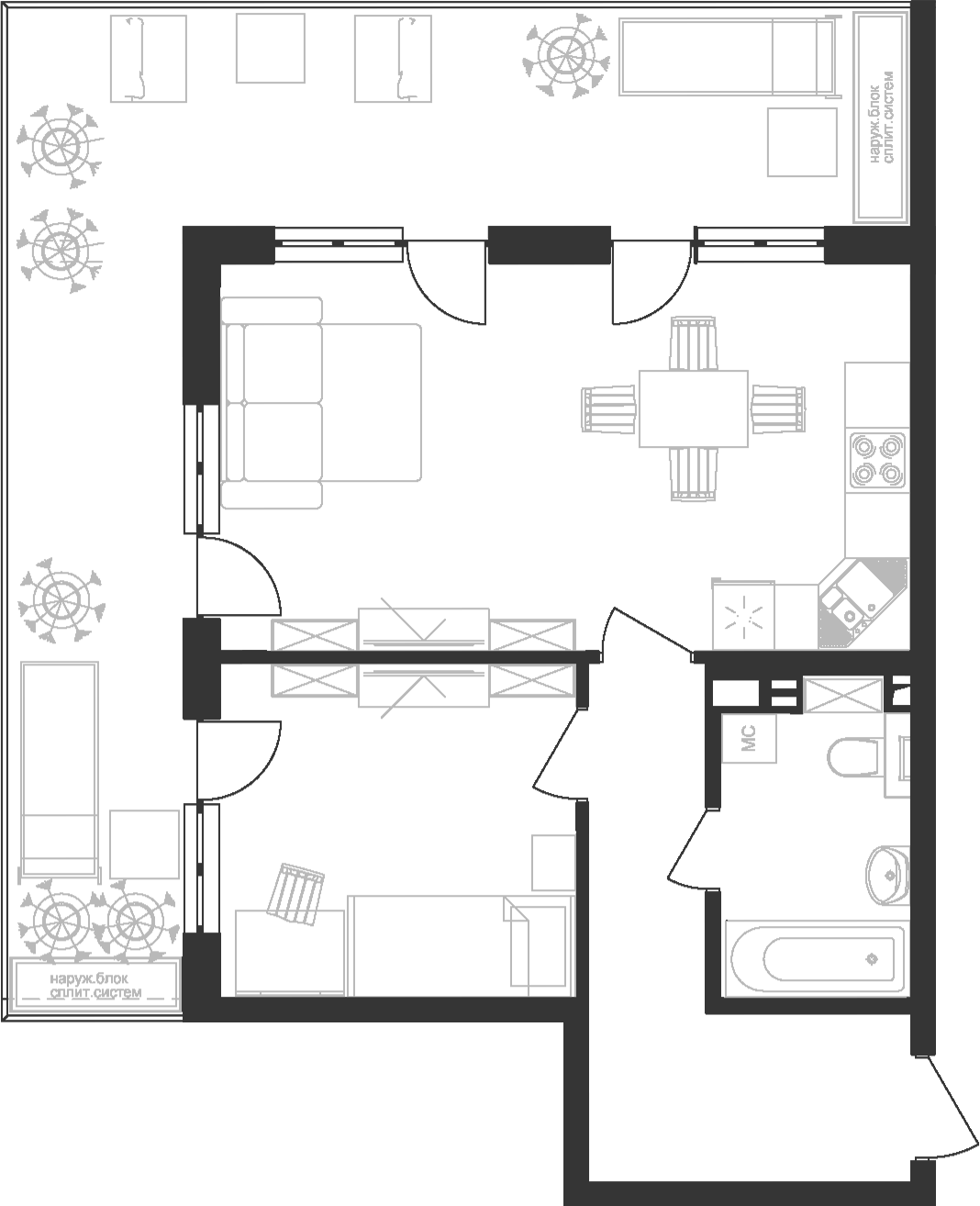 Планировка 46.61 м²