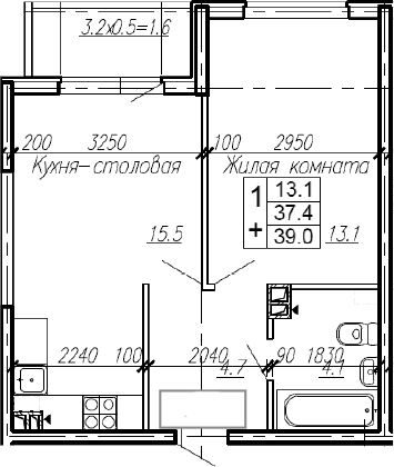 Продается 1-комн. квартира, 37.4 м²