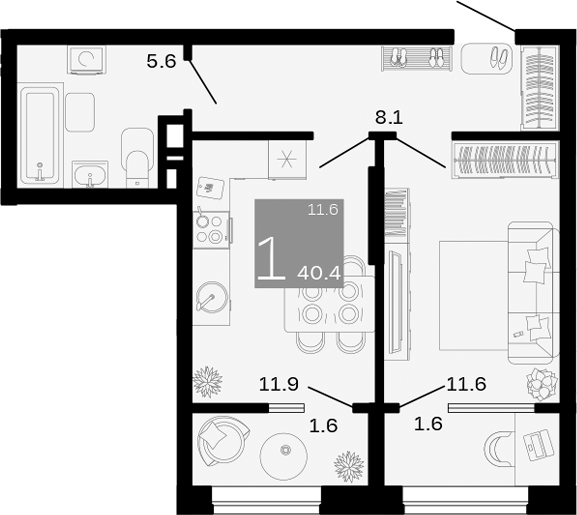 Продается 1-комн. квартира, 37.2 м²