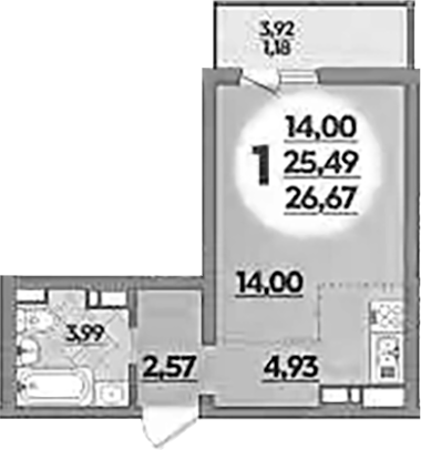 Планировка 25.49 м²