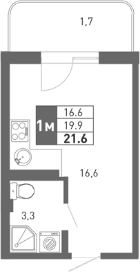 Планировка 18.85 м²