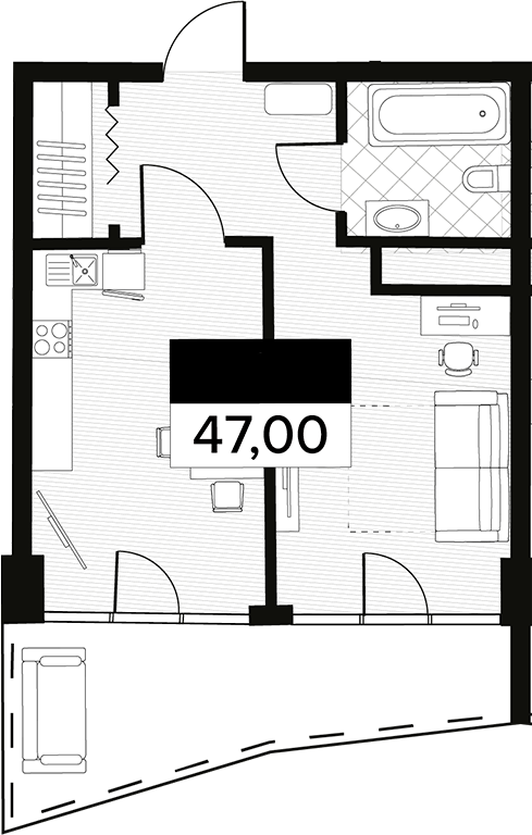 Продается 1-комн. квартира, 47 м²