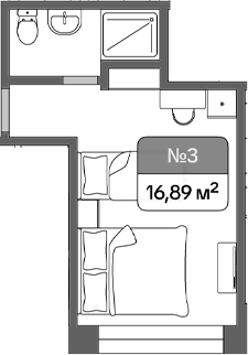 Планировка 16.89 м²
