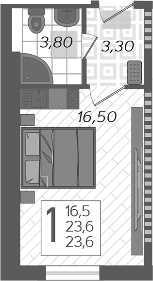 Студия · 23.6 м²