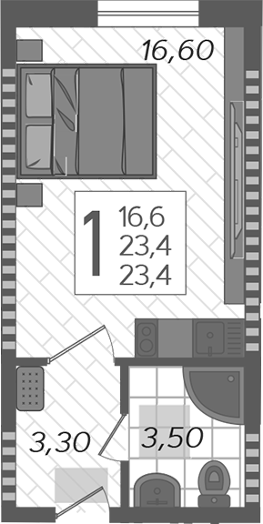 Продается 1-комн. квартира, 23.4 м²