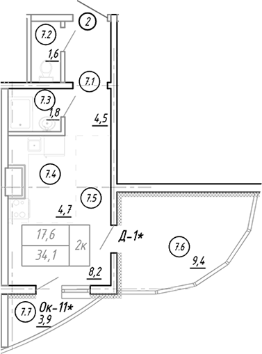Планировка 20.3 м²