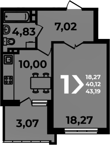 1-комн. · 40.12 м²