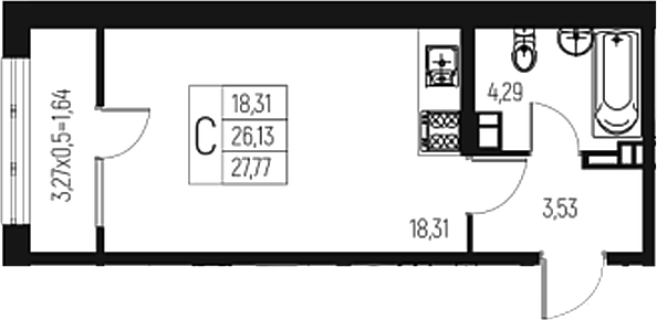 Планировка 26.13 м²