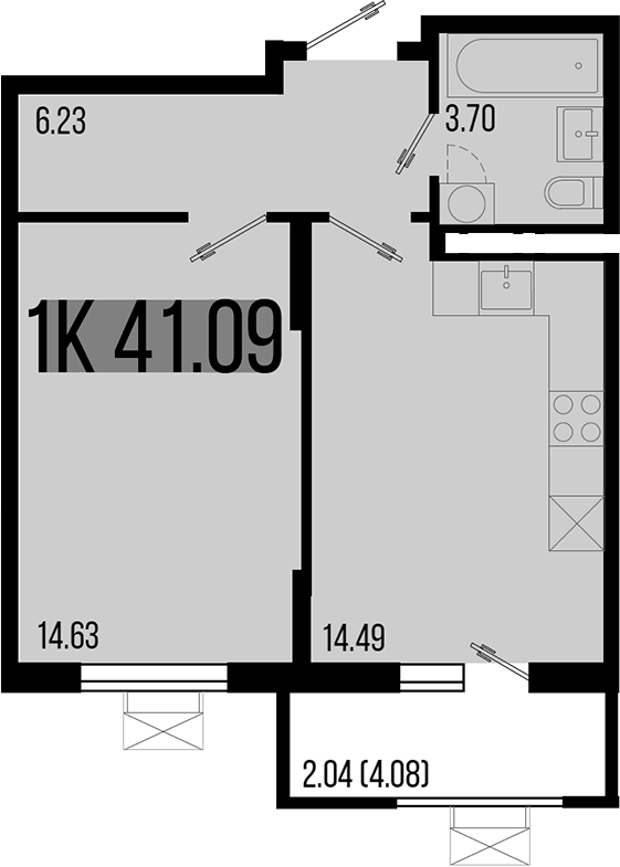 Продается 1-комн. квартира, 39.05 м²