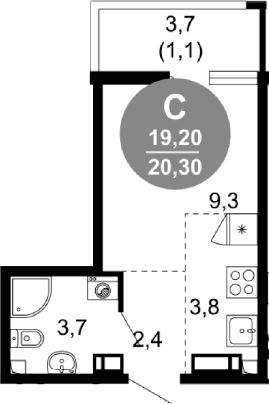 Продается 1-комн. квартира, 19.2 м²