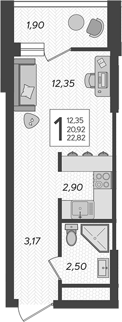 Продается 1-комн. квартира, 20.92 м²