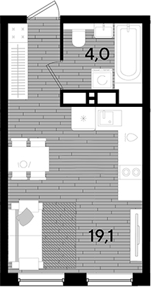 Планировка 23.1 м²
