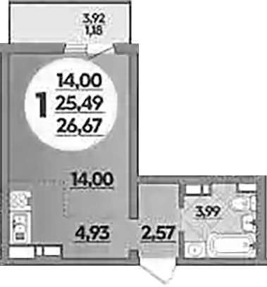 Студия квартира, 25.49 м² в ЖК Предгорье Лаго-Наки