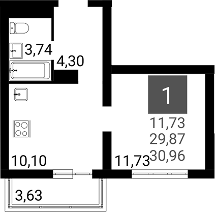 Планировка 28.78 м²