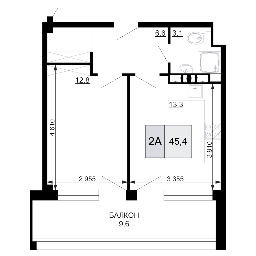 Планировка 35.8 м²