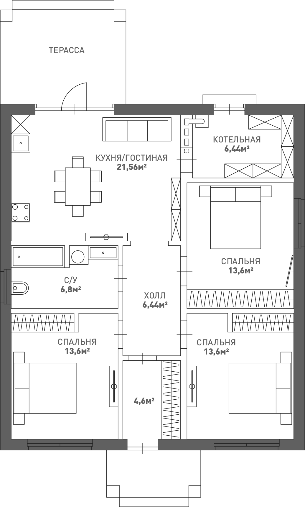 Планировка 87 м²