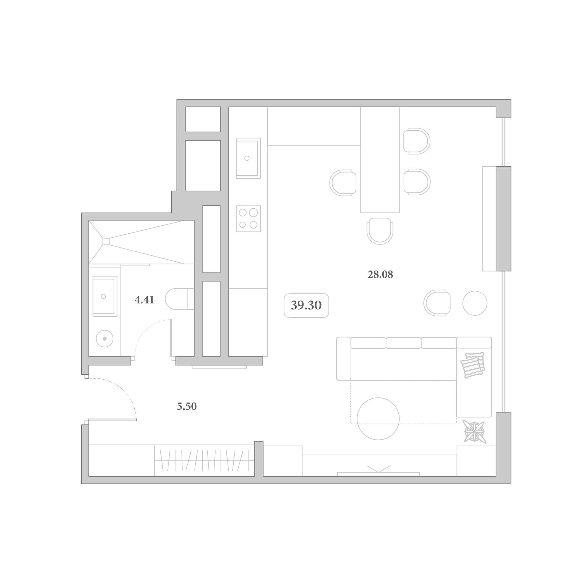 Продается 1-комн. квартира, 39.3 м²