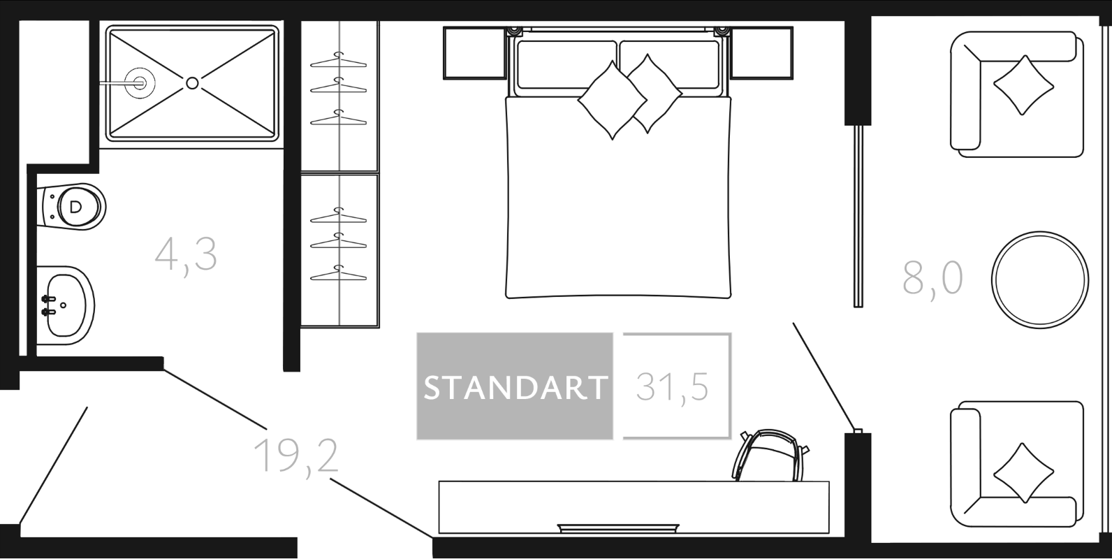 Планировка 23.5 м²