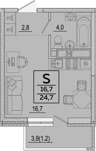 Планировка 23.5 м²