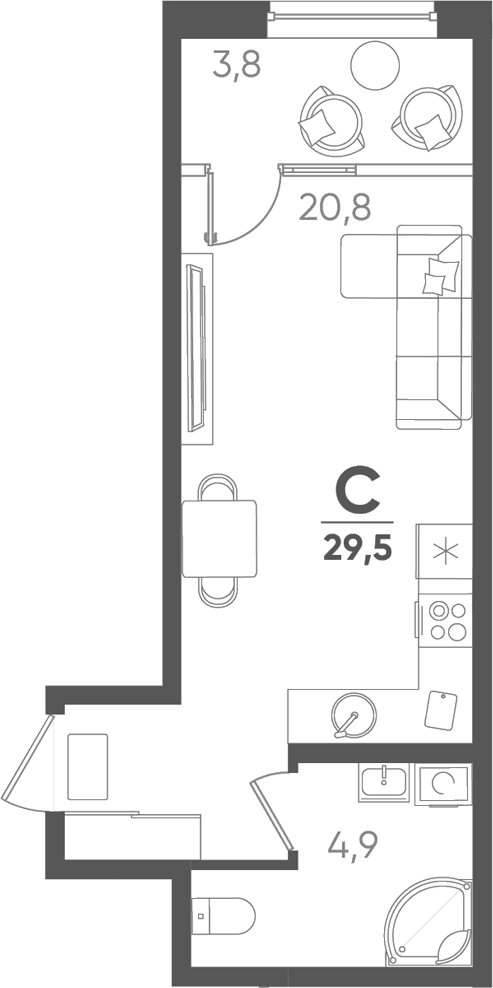 Планировка 25.7 м²