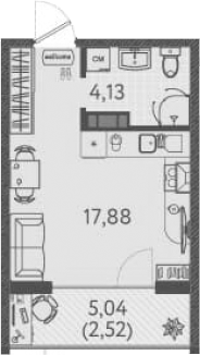Планировка 22.01 м²