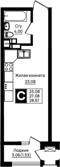 Студия · 27.08 м²