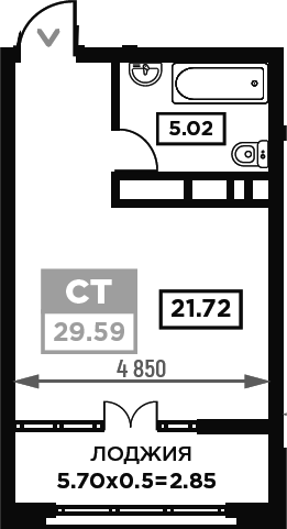 Планировка 26.74 м²
