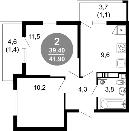 Продается 2-комн. квартира, 39.4 м²