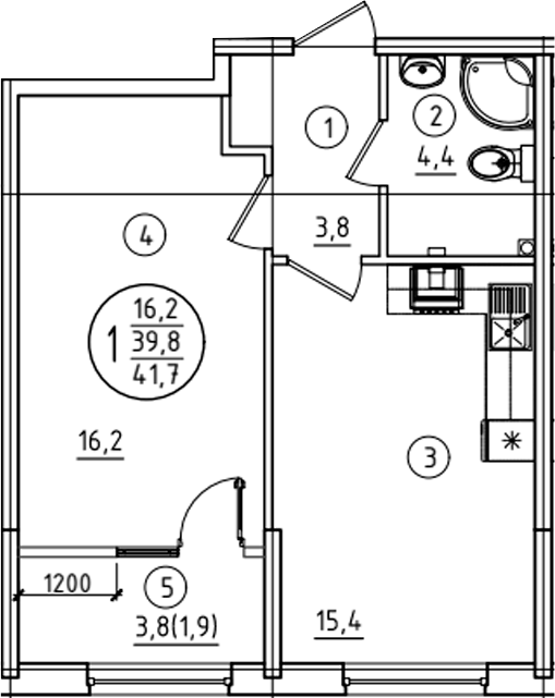 Продается 1-комн. квартира, 39.8 м²