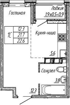 Планировка 21.7 м²