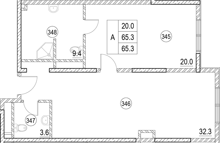 Планировка 65.3 м²