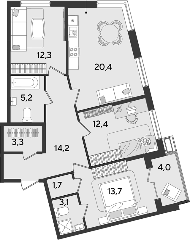 Продается 4-комн. квартира, 86.3 м²