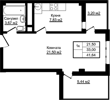Планировка 33 м²
