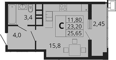 Планировка 23.2 м²